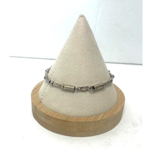 Vintage Sterling Silver Bracelet Ball Tube Beading Link Line Stacker Style 9g - Picture 5 of 8